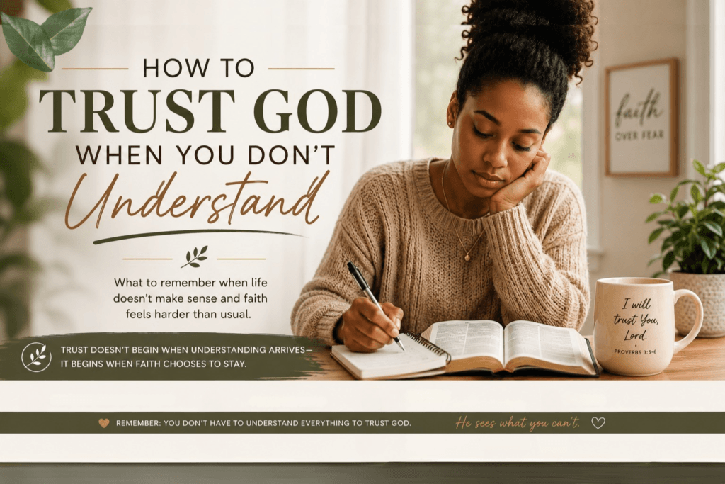 trust God when you don't understand woman journaling with Bible during uncertain season