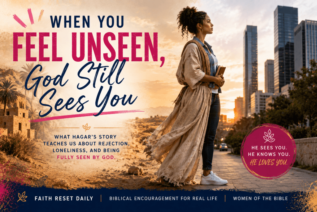 God still sees you Christian blog graphic inspired by Hagar’s story about rejection, loneliness, and being seen by God.