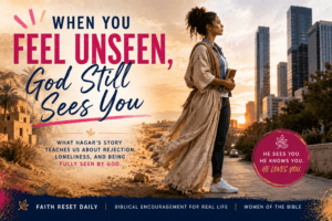 God still sees you Christian blog graphic inspired by Hagar’s story about rejection, loneliness, and being seen by God.