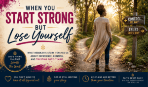 start strong but lose yourself woman standing at a crossroads choosing to trust God's timing instead of taking control